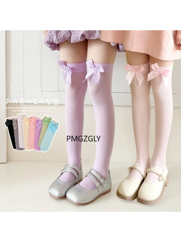 Thigh High Sock Stay Up - Mädchenstrümpfe * Rosa Schleife Kniestrümpfe Stay