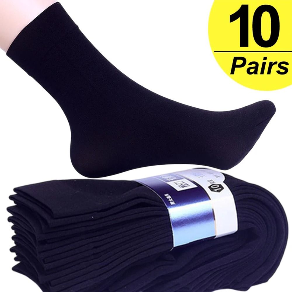 Silk Sock Bamboo - 10 Paar Modische Atmungsaktive Herren-Eisseiden-Socken Weiche