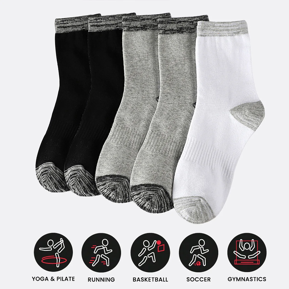 Athletic Sock Cushion - 1/5 Paar Sportsocken für Herren, Sport-Laufsocken,