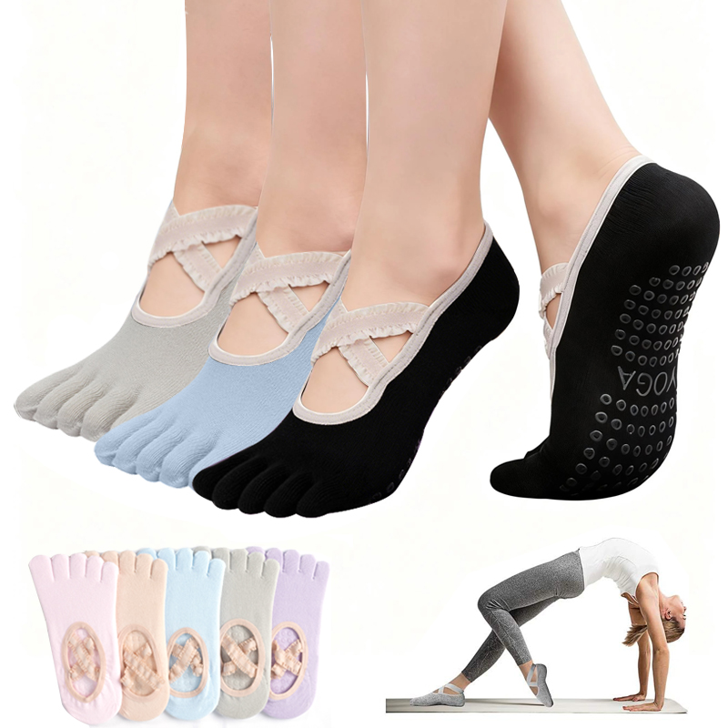 No Show Sock Women - Rutschfeste Damen-Pilates-Socken mit Spitzenbandage, Yoga-Socken, Sport-Fitness-Atmungsaktive