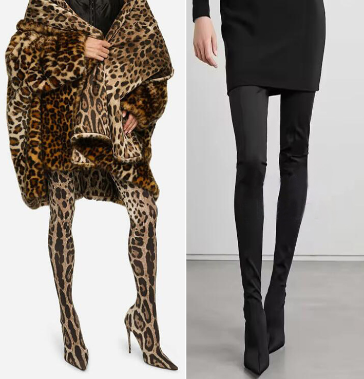 Knee High Sock Women - Sexy Leopard Overknee Stretch Socken Stiefel