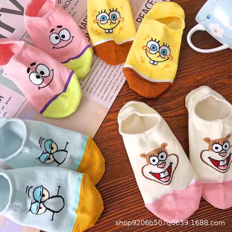 Invisibility Sock Loafer - 4 Stück Niedliche SpongeBob Schwammkopf Serie