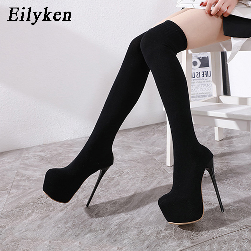Knee High Sock Women - Eilyken Mode Plattform Stretch Stoff Über