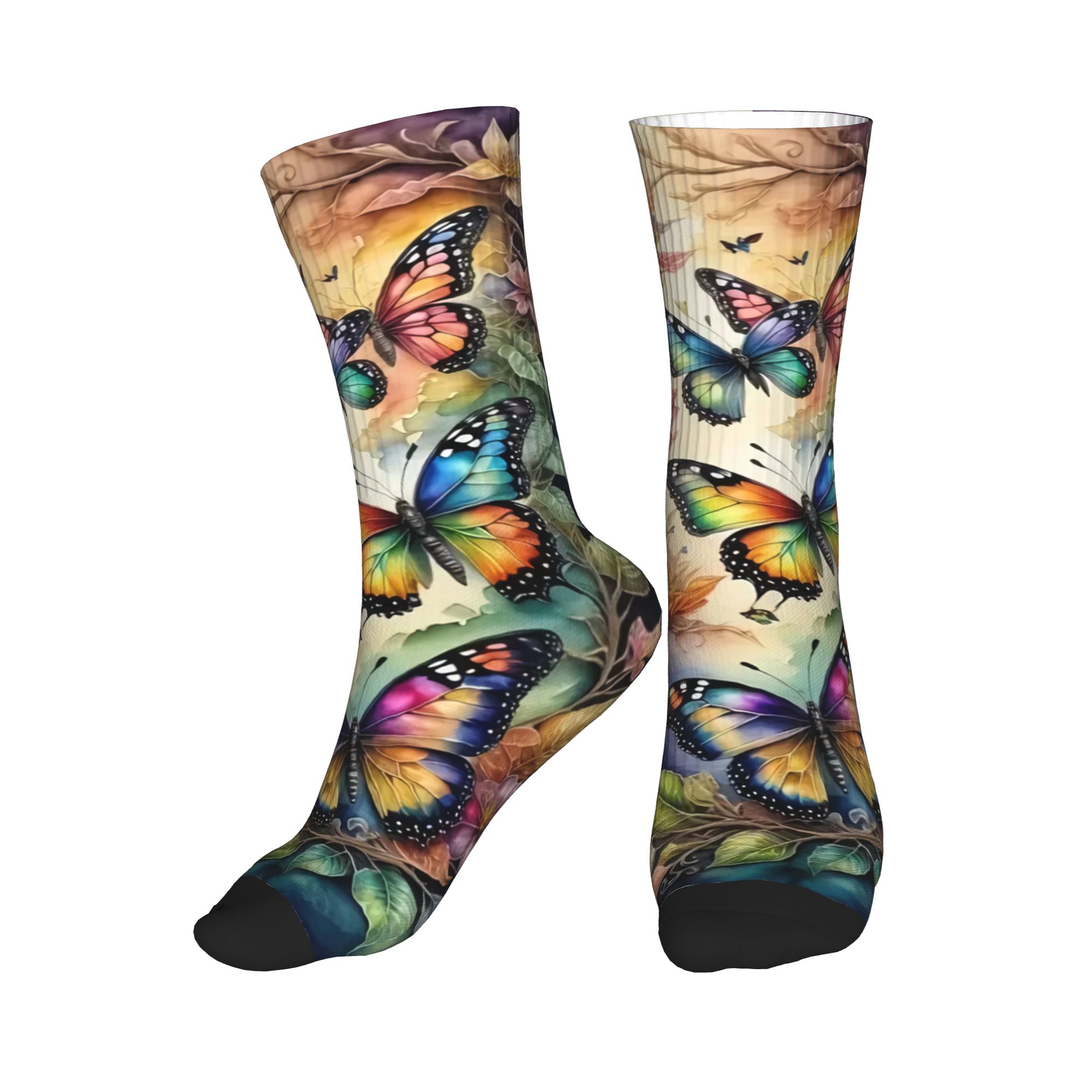 Dress Sock Men - Bunte Schmetterlinge und Blumen Herren Damen