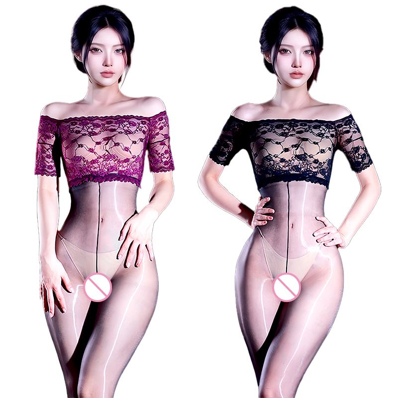 Tights Pantyhose Sheer - Sexy Ölglänzender Netz-Spitzen-Bodysuit Damen Erotische Dessous