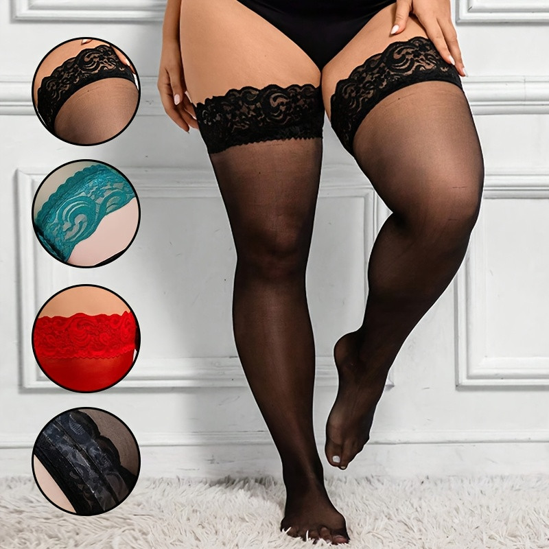 Thigh High Sock Stay Up - Plus Size Damen Oberschenkelhohe Strümpfe, ultradünne