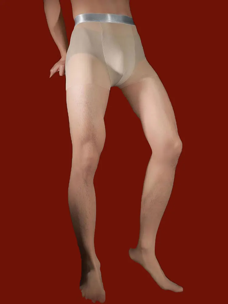 Tights Pantyhose Sheer - Sexy Herren Nahtlose Silberne Taillenstrumpfhose Hochelastische
