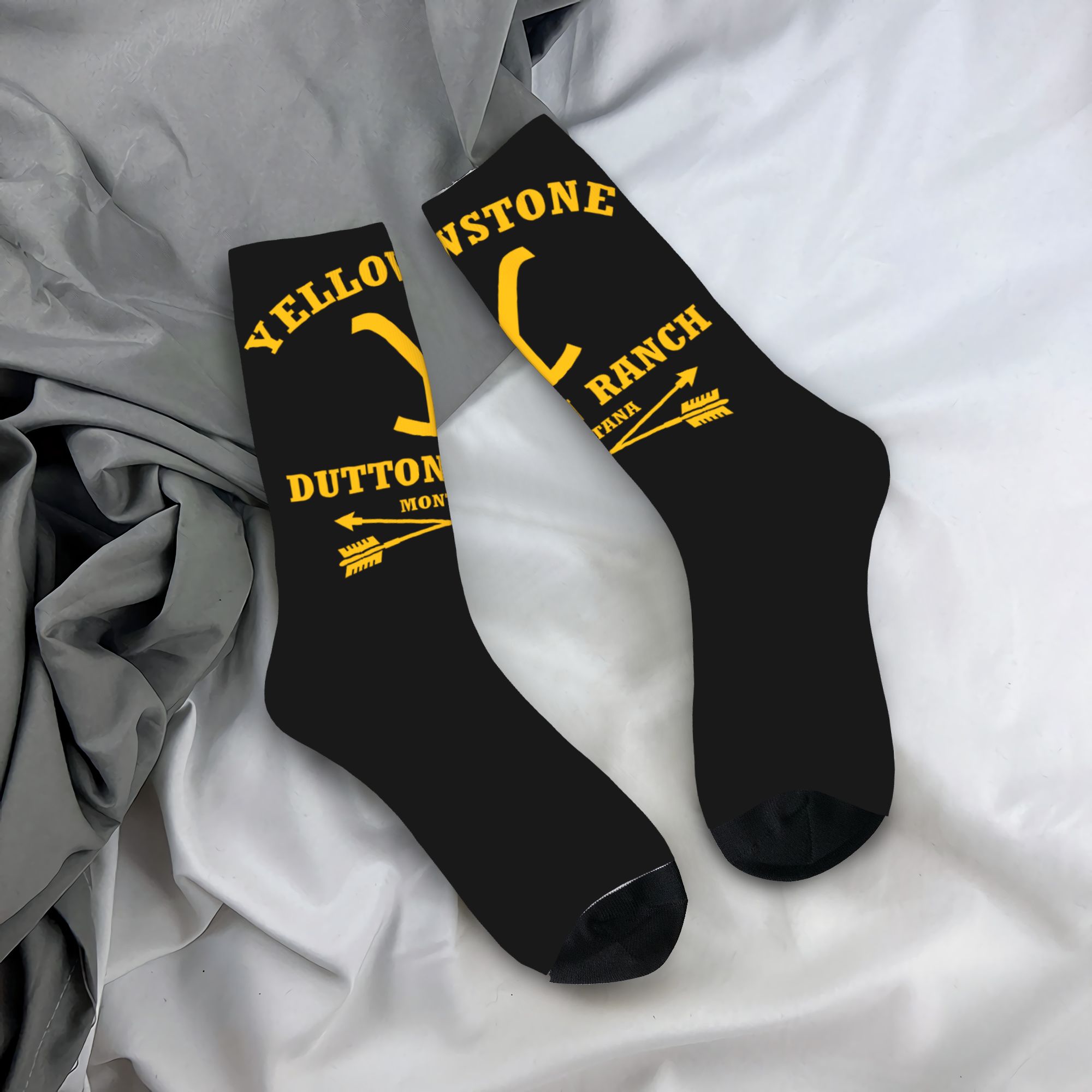 Dress Sock Men - Benutzerdefinierte Yellowstone Dutton Ranch Herren-Crew-Socken, Unisex,
